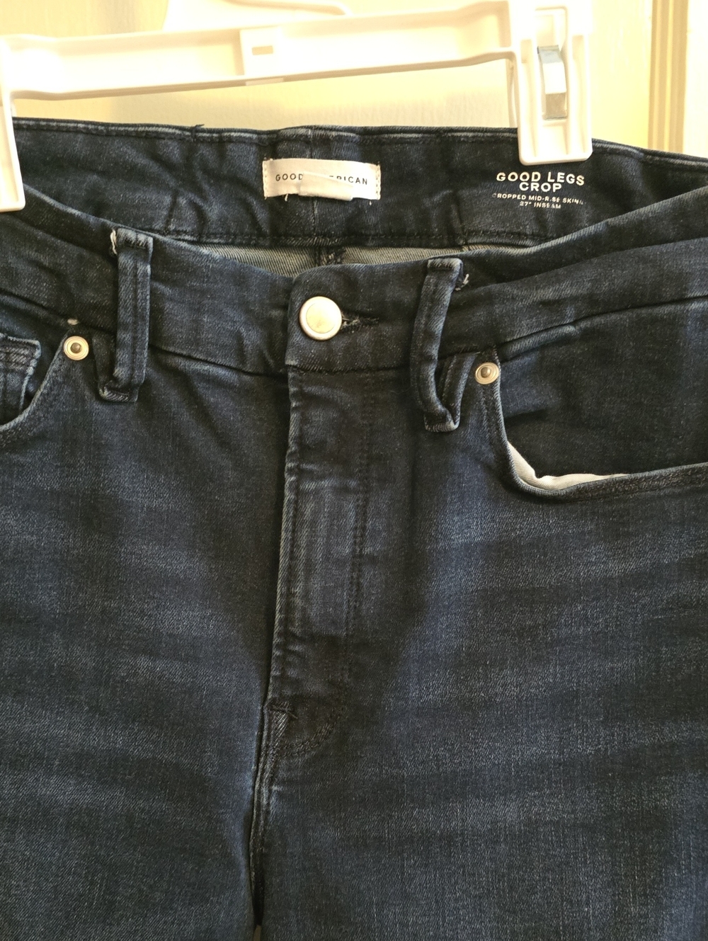 Good American High-Rise Dark Blue Crop Jeans